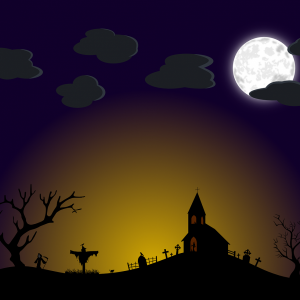 Illustration représentant un cimetière de nuit